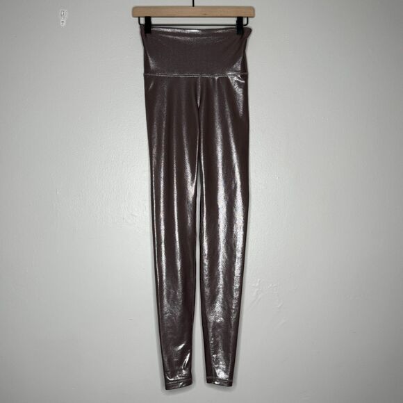 Old Navy Active Womens PowerSoft‎ Leggings Small Tall Extra High-Rise Silver - Picture 1 of 8